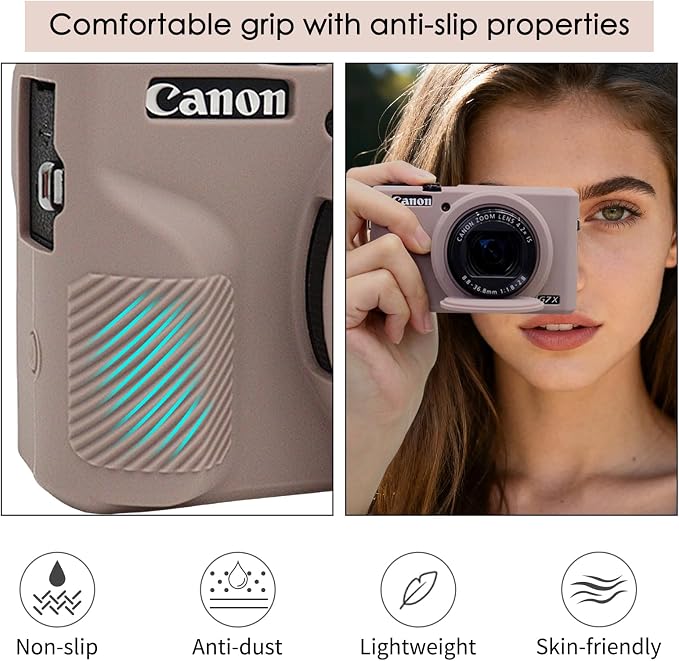 VOVMOEYA Camera Case for Canon Powershot G7 X Mark III with 2PCS Screen Protector,Full Pritection Soft G7X III Silicone Case Detachable Lens Cover Protective Cover for Canon G7XIII G7X3-Grey - Image 3