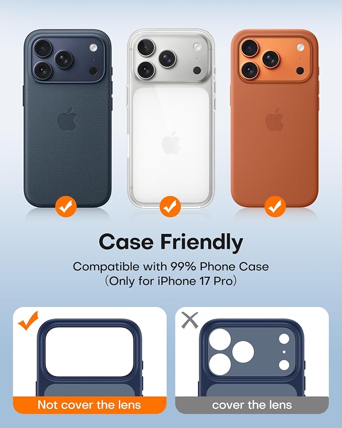 TAURI 2 Pack for iPhone 17 Pro Camera Lens Protector, Deep Blue | Full Coverage Military-Grade Shatterproof, Upgrade AR Anti-Reflection Ultra Clear Transmission & Case Friendly - Image 4
