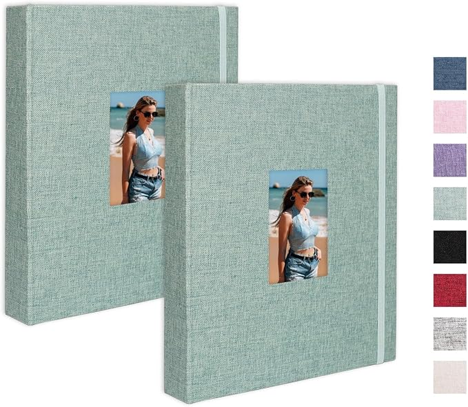 Mini Photo Album (2-Pack) for 2x3" Instax Mini & Polaroid Photos – Each Linen Album Holds 208 Photos by CHERRICH