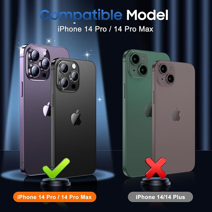 UniqueMe for iPhone 14 Pro Max/14 Pro Camera Lens Protector Bling Colorful | 3 Pack-Acrylic, Not Glass, Case Friendly, Scratch-Resistant, Night Shooting Mode - Image 7