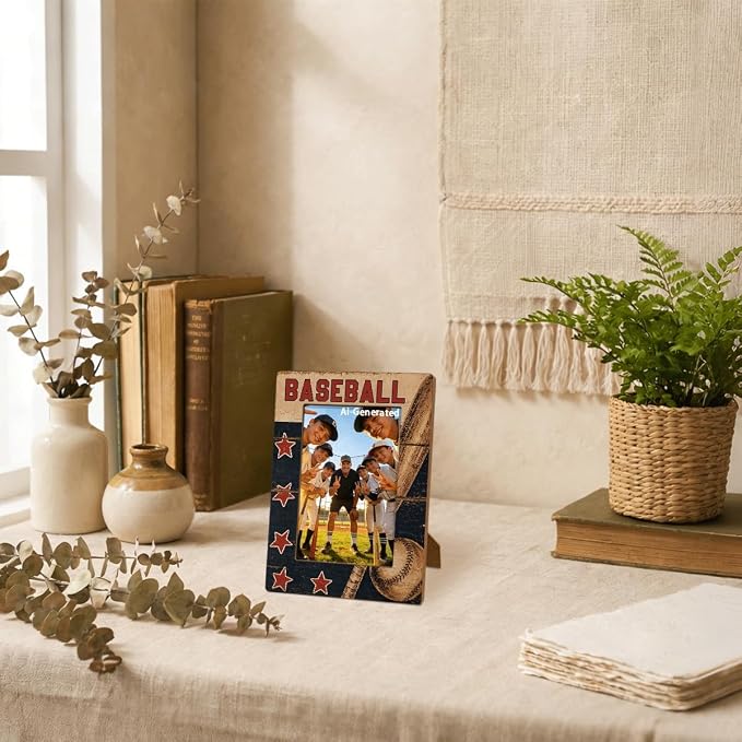 Baseball Picture Frame for 4x6 Photo, Desk Shelf Decor Gift for Players Coach Teammates, Vintage Sports Tabletop Photo Frame with Easel Back for Team Senior Night End of Season - Image 3