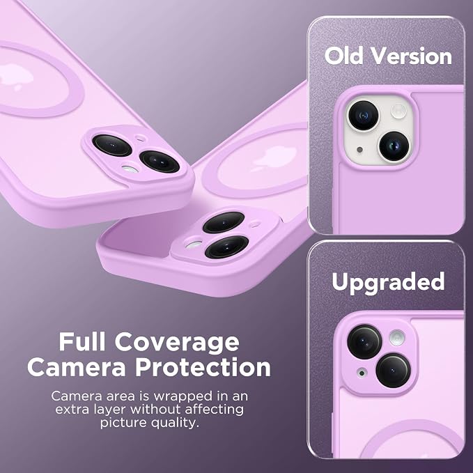 CAPRARO for iPhone 14 Case, Compatible with MagSafe | Upgraded [Full Camera Protection] Shockproof Protective Slim Translucent Matte Magnetic Phone Case 6.1'', Roland Purple - Image 6