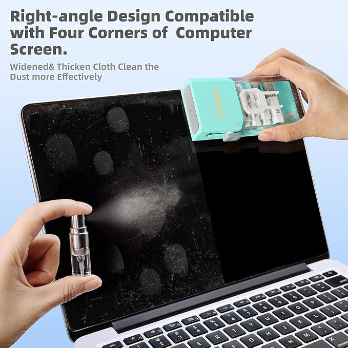 Keyboard Cleaner & Laptop Cleaning Kit for Computer Screen, TiffanyBlue | High-density Soft brush, Screen Cleaner Spray,2mm Thicken Large Microfiber Polishing Cloth,Metal Pen Tip,Flocking Sponge - Image 3