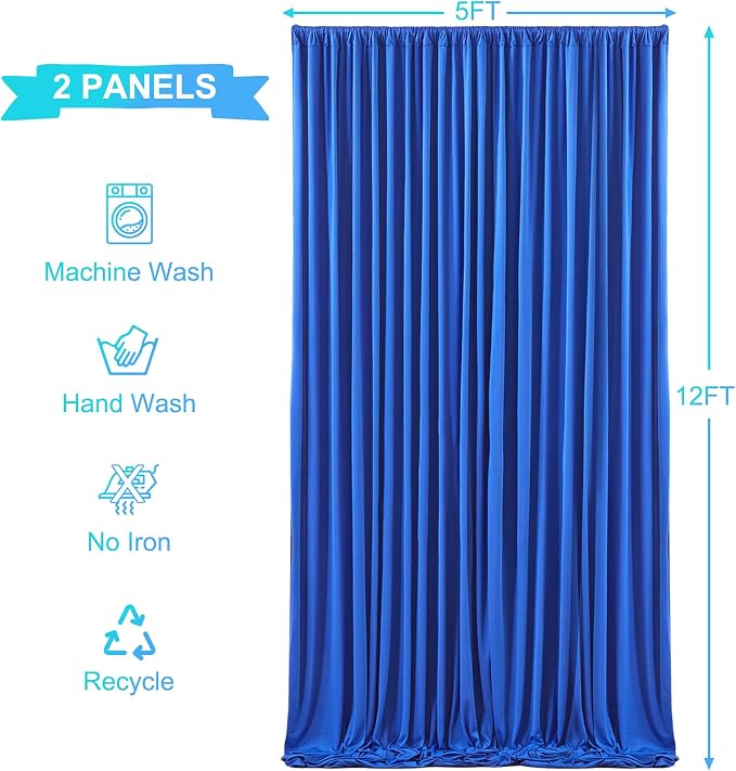 10x12 Royal Blue Backdrop Curtains for Wedding Party Wrinkle Free Backdrops Curtain Drapes Fabric Decorations Photo Back Drop Cloth for Baby Shower Photography Stage Reception 5ft x 12ft,2 Panels - Image 6