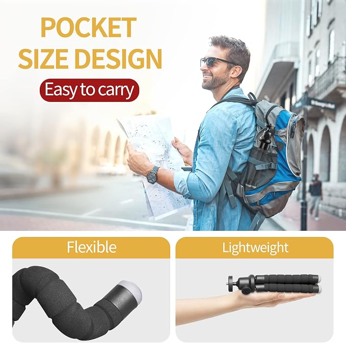 Phone Tripod for iPhone, Flexible Mini Stand with Remote for Recording | Compact flexible tripod with remote, ideal for selfies, video recording, travel and everyday phone support - Image 6