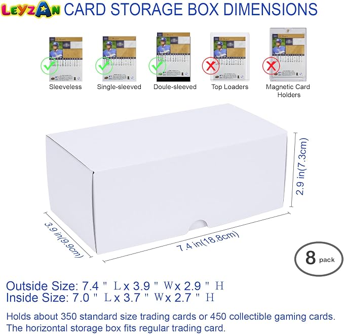 Trading Card Storage Box, 8-Pack 400 Count Cardboard TCG & Sport Card Box | Trading Card Storage with Divider and Labels, Card Organizer Box for MTG, Magic, Football, Basketball, Game Card Collections - Image 4