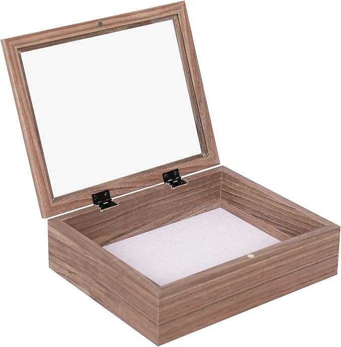 Muzilife 8x10 Shadow Box Wood Picture Frame, 2.16 Deep, Real Glass, Brown | FSC-Wood, Magnetic Door, Linen Interior & Pins, Vertical, Horizontal Wall Hanging, Display Case Frame for Photos & Keepsakes - Image 7