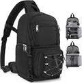 RAINSMORE Camera Sling Bag, Small Dslr/Mirrorless Camera Bag & Case | Waterproof Camera Bags for Photographers, with Removable Padded Insert & Tripod Holder, Compatible with Canon/Nikon/Sony/Fuji by RAINSMORE