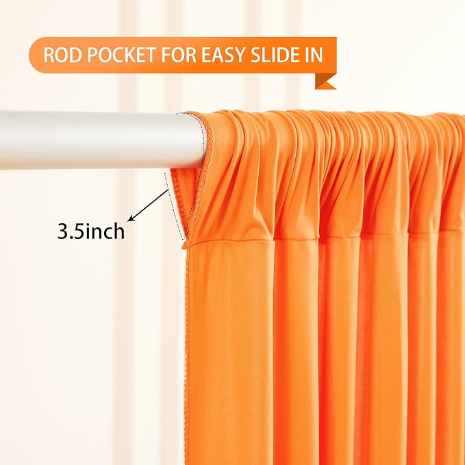 Orange Backdrop Curtains - 6 Panel Wrinkle-Free Polyester Photography Drapes for Baby Shower & Birthday Party - 24 X 10FT - Image 5