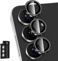 for Samsung Galaxy S25 FE Camera Lens Protector, Individual Metal Ring Tempered Glass Lens Cover, [Strong Adsorption] Scratch Resistant Ultra-Thin HD Clear Lens Cover, 1 Set-Black by Btscase