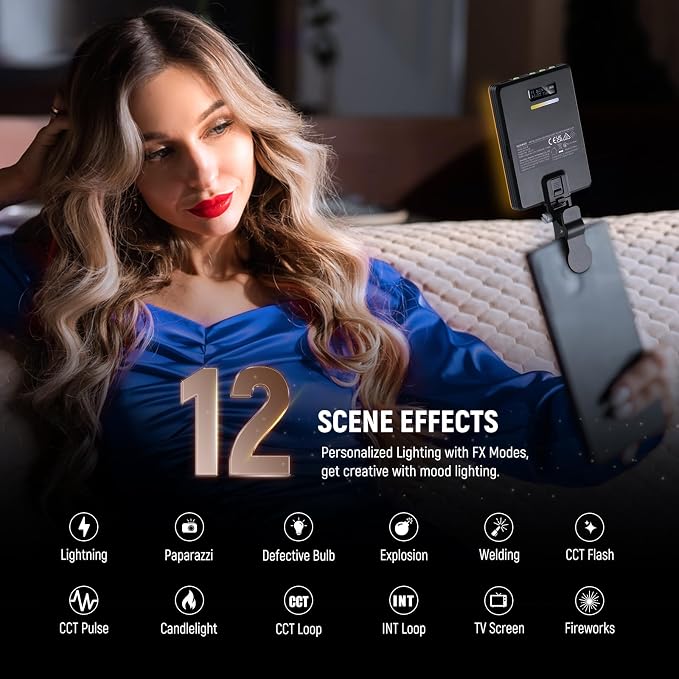 NEEWER Basics VL67B Phone Selfie Light for iPhone with App Control Bi Color | 2000mAh, Clip on Fill Light, for Vlogging Recording Streaming, Computer/Laptop/Webcam/Monitor Video Conference Lighting - Image 6