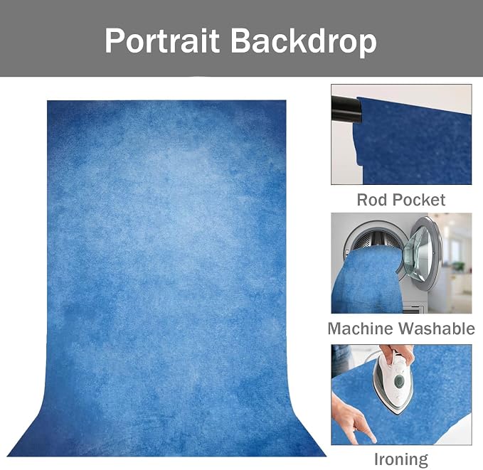 Blue Photography Backdrops for Photoshoot, Abstract Fabric 3x5ft | Vintage Studio Photo Backgrounds, Non Reflective, Easy to Use, for Portrait, Headshot, Product - Image 5