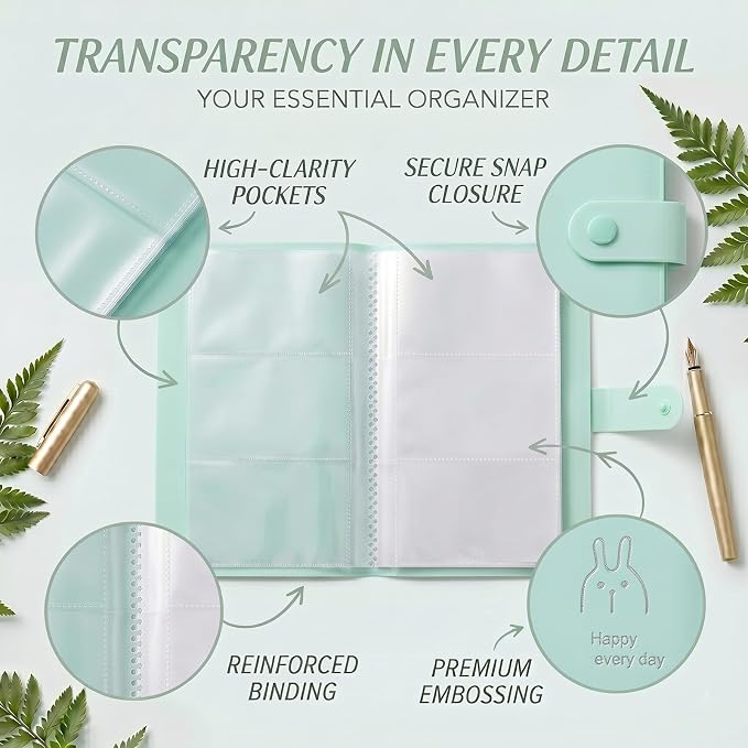 Kpop Card Holder Book with 240 Pockets - Mini Photo Album for 3.5 x 2.25 Inch Film & Photocard, Small Wallet Scrapbook Albums Holder Set for Collect Personalized Cards, Pictures, Postcards (Blue) - Image 4
