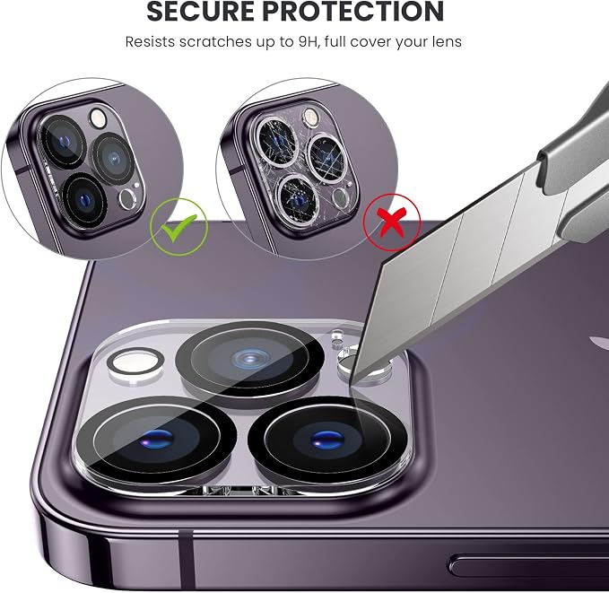 Tensea [3Pcs] for iPhone 14 Pro / 14 Pro Max Camera Screen Protector, Tempered Glass Film Camera Cover Lens Protector, Full Edge to Edge, HD Clear, Case Friendly for iPhone 14Pro 6.1"/ 14 ProMax 6.7" | Tempered Glass Film Lens Cover Screen Protector, F... - Image 3