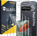 letosan 3 Pack for Google Pixel 9 Pro Screen Protector Tempered Glass + 3 Pack Camera Lens Protector, Military Grade Shatterproof, 9H Hardness, Fingerprint Unlock,Case Friendly 6.3 Inch by letosan