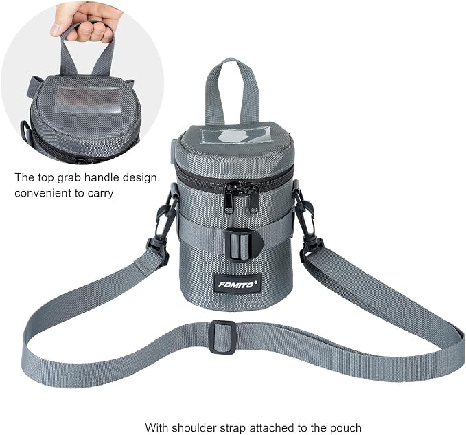 FOMITO Camera Lens Case Pouch Bag for Canon EF-S 17-55mm/17-85mm,EF 35mm f2, Nikon AF-S 18-200mm/18-105mm/18-300mm, Fujifilm XF 56mm f1.2 R & More Lens Below 3.94" x 6.1"(D x L) - Grey M size - Image 5