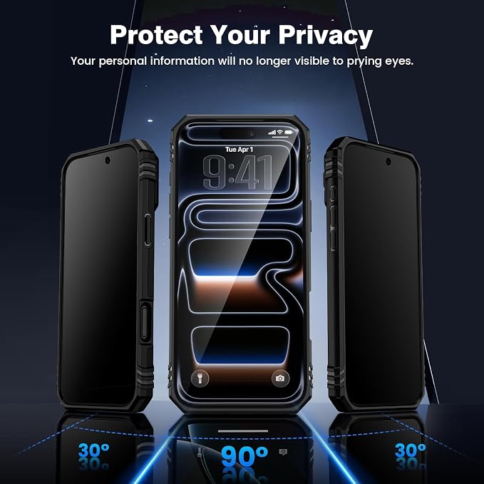 VEGO for iPhone 17 Pro Max Case with Privacy Screen Protector Black | Slide Camera Cover & Ring Kickstand Military Grade Heavy Duty Protection Cover for iPhone 17 ProMax 5G 6.9 Inch - Black - Image 3