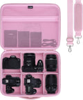 Large Camera Case Bag for Canon/Sony/Nikon Camera and Multiple Lens Pink | Hard Travel Carrying Case Bag for Canon/Sony/Nikon DSLR SLR Mirrorless Camera and Multiple Lens with 5 Dividers by LTGEM