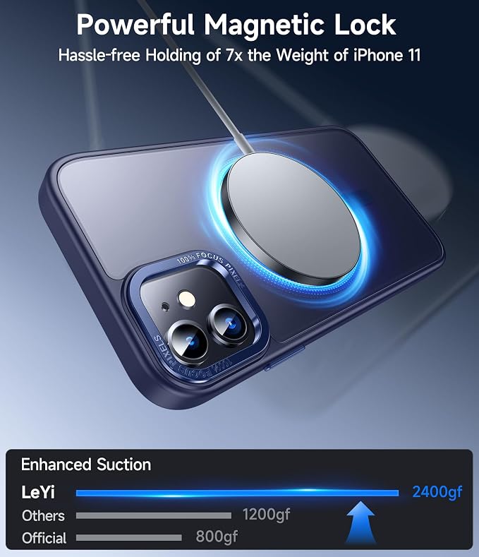 LeYi for iPhone-11 Phone Case Blue Compatible with MagSafe Magnetic[ Screen Protector X2 + Camera Cover X2] Funda para ipone 11case Military Grade Protective Cover Cases for i Phone 11 iphone11,Blue - Image 3