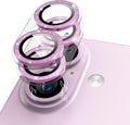 Compatible for iPhone 17 /iPhone 16 /iPhone 16 Plus Camera Lens Protector Glitter, Clear Acrylic Plus Aluminium Alloy Ring 9H Tempered Glass Screen Camera Cover Glitter Pink+Pink by KANOSAN