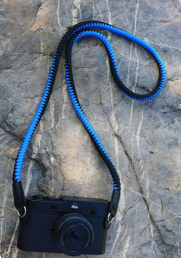 Paracord Camera Strap Long Camera Neck Shoulder Strap for SLR DSLR Digital Mirrorless Cameras 47inch/120cm Blue Black - Image 2