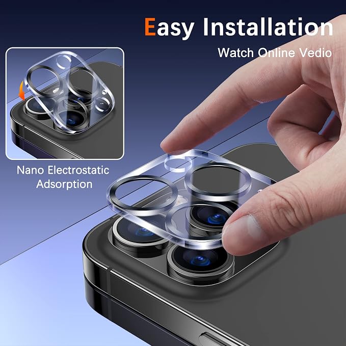 UniqueMe 3 Pack Lens Protector for iPhone 13 Pro/Pro Max 6.1/6.7"-Grey | Tempered Glass, Case Friendly, New version, Scratch-Resistant, Easy Installation - Image 5