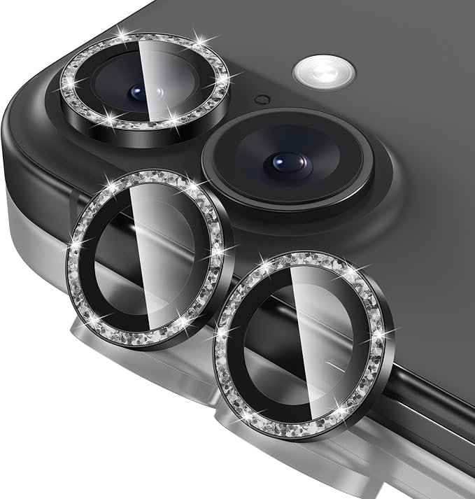 Tensea for iPhone 16/16 Plus Camera Lens Protector Bling, Camera Cover | 9H Tempered Glass Camera Screen Protector, Metal Individual Ring for iPhone16 6.1inch/ 16Plus 6.7inch, HD Clear, Easy Install by Tensea