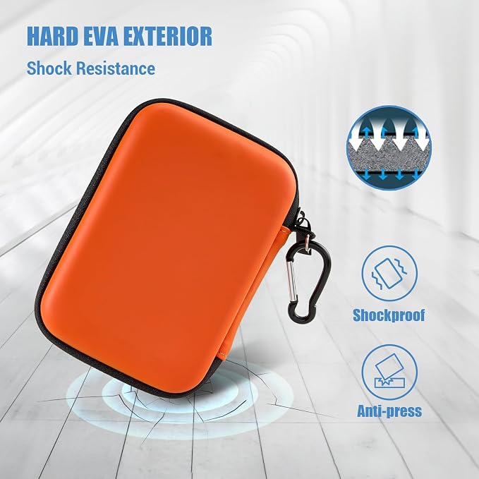 ProCase External Hard Drive Travel Case for 2.5" HDD/SSD -Orange | Fits Seagate Portable, Samsung T9, WD Elements, My Passport, Toshiba Canvio Basics, 1TB-5TB Drives, USB 3.0 HDD/SSD Storage - Image 4