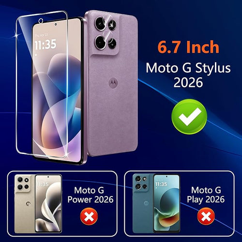 (3+2 Pack) Designed for Motorola Moto G Stylus 5G 2026 Tempered Glass Screen Protector + Camera Lens Protector,[3D Touch][Bubble-Free][Anti-Scratch] Screen Protector Glass For Motorola G Stylus 2026 - Image 2