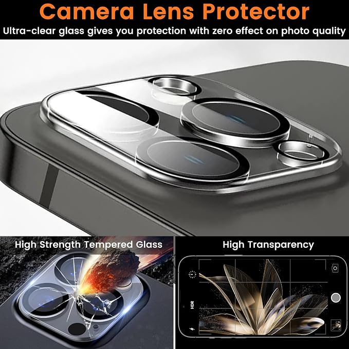 Lesakit 4+4 Pack Privacy Screen Protector for iPhone 15 Pro 6.1-Inch with 4 Pack Camera Lens Protector, Anti Spy Tempered Glass Film 9H Hardness Case Friendly - Image 5