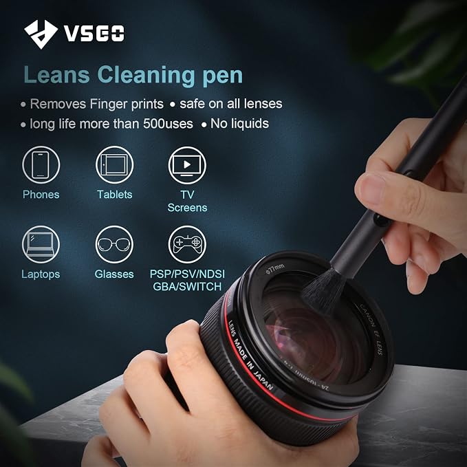 VSGO Professional Camera Cleaning Kit with Portable Bag Air Blower Lens Cleaning Pen Spray Cotton Swab Cloth Compatible with Canon, Nikon, Sony DSLR Cameras and Sensitive Electronics Bundle(VS-A3E) - Image 6