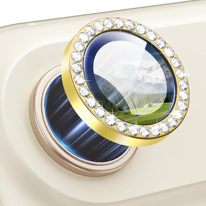 for iPhone 17 Air Camera Lens Protector Cover Bling Diamond, Gold | Individual Metal, 9H Hardness, Scratch Resistant, Shockproof, Drop Protection, Case Friendly, Stylish Accessories by Xfilm