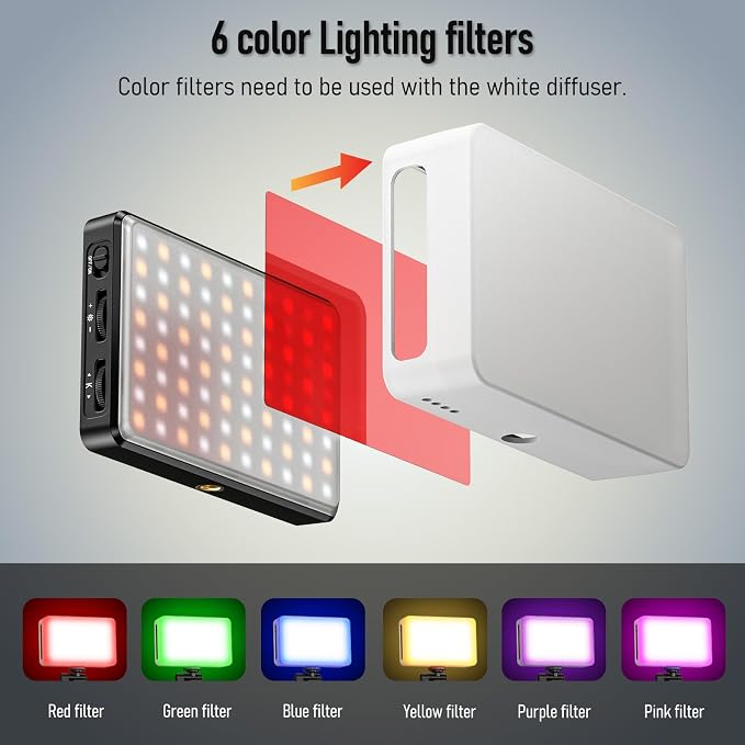 80 LED Video Light, Portable USB Photo Light Dimmable 2500-9000K CRI 95+ 3000mAh Battery with Colored Filters and Clip, Photo Lamp for Phone/iPad/Camera - Image 2