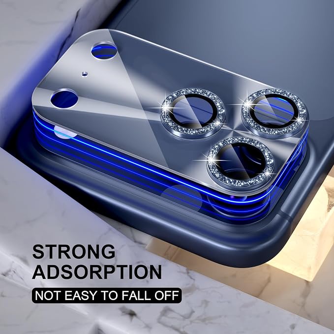 Choiche for iPhone 17 Pro Max Camera Lens Protector, Light-Deep Blue | Bling Metal Camera Cover with 9H Tempered Glass Lens Screen Protector Accessories, Strong Adsorption, Case-Friendly, 6.9-inch - Image 5