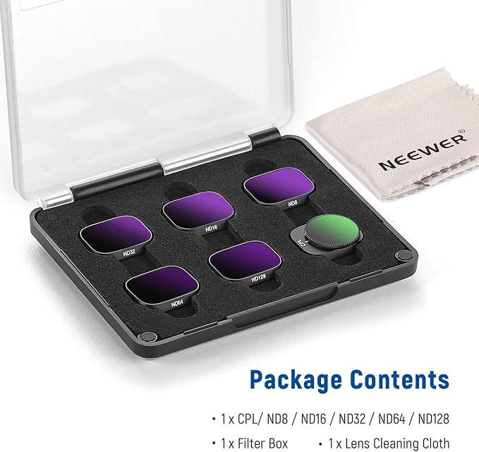 NEEWER ND Filter Set Compatible with DJI Mini 3 / Mini 3 Pro, CPL ND8 ND16 ND32 ND64 ND128 Neutral Density Filter Drone Video Photography Accessories, 6 Pack | CPL, ND8, ND16, ND32, ND64, ND128, Neutral Density Filter, Drone Camera Accessories, for Vid... - Image 8
