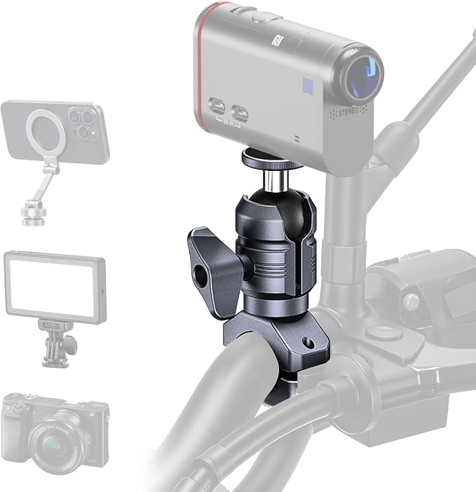 Sport Camera Holder Kit, 25mm Ball Head with 1/4" Screw, 360° Rotatable Bracket for DSLR/Action Cameras, Fits 22-32mm Handlebar Camera Mount, for Vlogging, Motorcycle (KCB-8) by Unknown