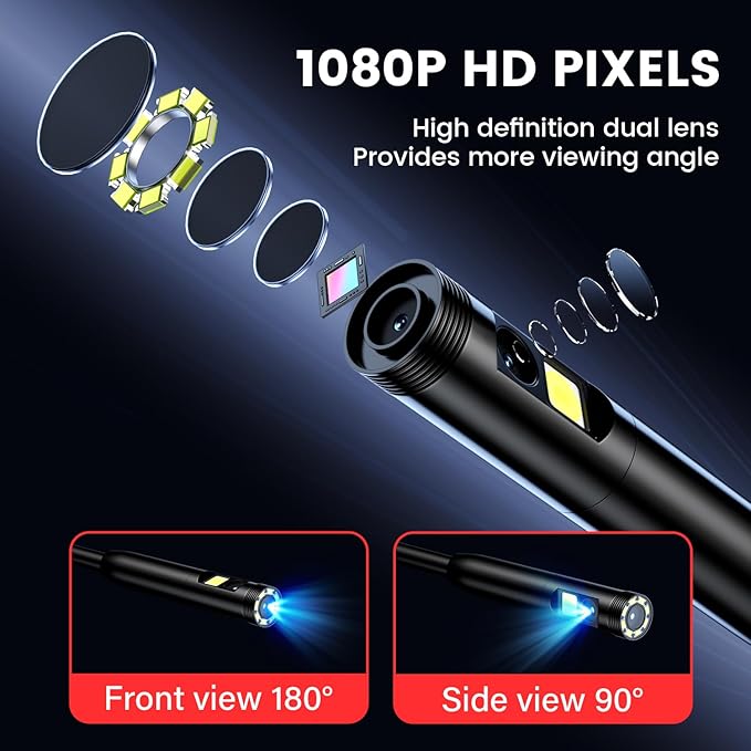 Endoscope Camera with Light: 5" 1080P HD Dual-Lens Inspection Borescope Camera for Sewer - 16.4ft Waterproof Industrial Endoscope - Flexible Snake Bore Scope for Plumbing Automotive - Image 2