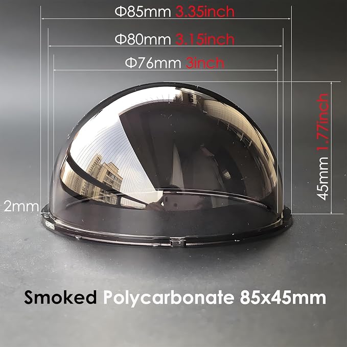 3.3 Inch Small Smoke Colored Dome Cover Waterproof Rainproof Polycarbonate Security CCTV Camera Protective Cover Plexiglass Replacement Camera Lens Cap - Image 2