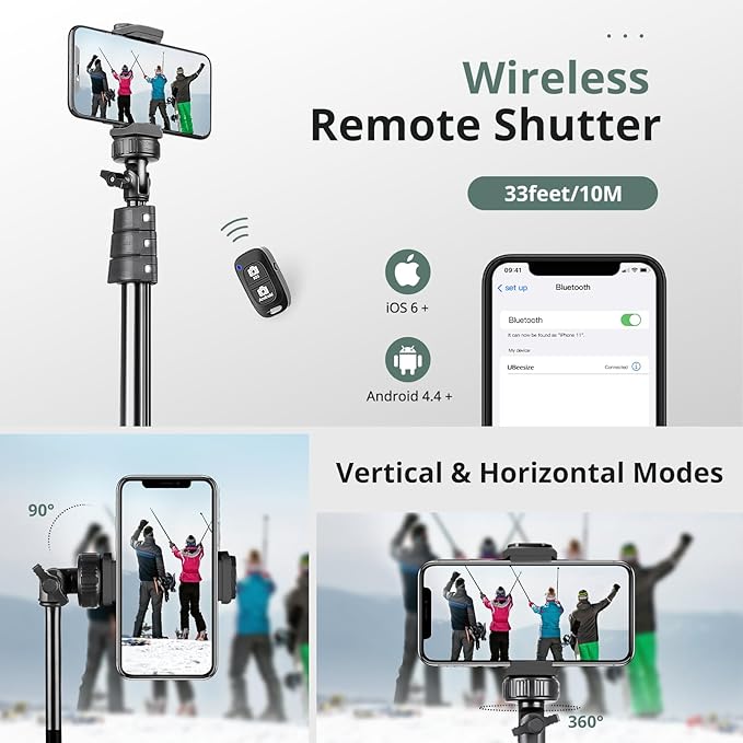Sensyne 88" Phone Tripod, Selfie Stick Tripod with 14.95" Flexible Gooseneck, Overhead Cell Phone Stand for Video Recording, Photography, Compatible with Phone, Camera - Image 6