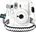 Clear Camera Case for Fujifilm Instax Mini 12, Grey Camera Strap | Protective Cover with Anti-Accidental Shutter, 4 Composition Cards, Photo Storage Holds 10 Films, Clear Hard Shell, No Camera by Huemate