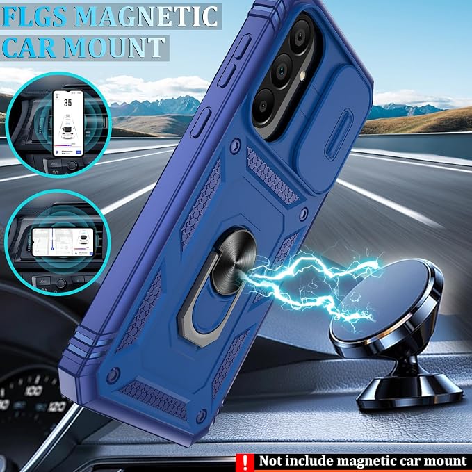Gritup for Samsung Galaxy A36 5G Phone Case: A36-5G Phone Case with 2*Screen Protector, Magnetic Stand & Slide Camera Cover, Shock Proof Military-Grade Funda para A 36 Cover, Blue - Image 6