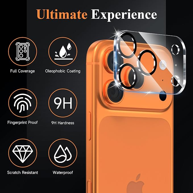 4 Pack Camera Lens Screen Protector Compatible with iPhone 17 Pro Max | 9H Tempered Glass Camera Lens Cover Decoration, Case Friendly, High Definition, Scratch-Resistant, Clear+Black Circle - Image 4