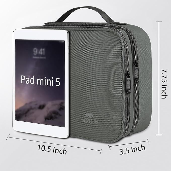 MATEIN Cord Organizer Bag, Travel Universal Cable Organizer Case, Grey | Sturdy Accessories Pouch with Handle, Medium Electronic Carrying Bag for Cable, Tech Organizer Pouch - Image 7