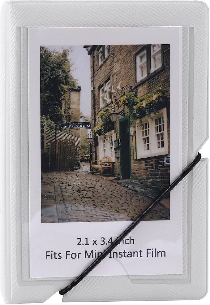 2x3 Instax Mini Photo Album, 28 Pockets. White, 1PK | Portable Wallet Size Album Stores 2x3 inch Instant Photos. Fits Polaroid, Instax Mini, Kodak Mini Prints and Zink. by GoldbarleyDesign