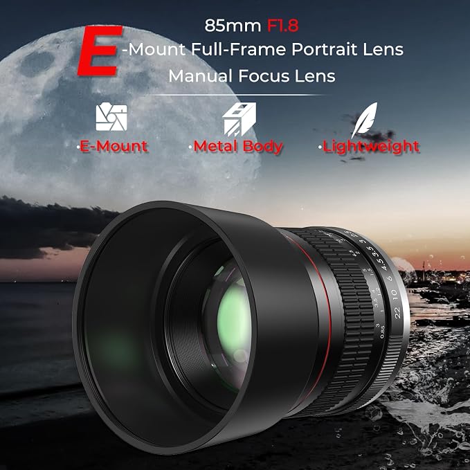 E 85mm f1.8 Portrait Lens - MF for Sony a7 IV/a7 III/ZV-E10/a7R V/a7C II/a7R IV/a7S III/a1/a9 III/a6400/a6100/a9 II/a7 II/a6000/NEX-6/NEX-5/Alpha - Manual Focus Mirrorless Cameras Lenses(E Mount) - Image 7
