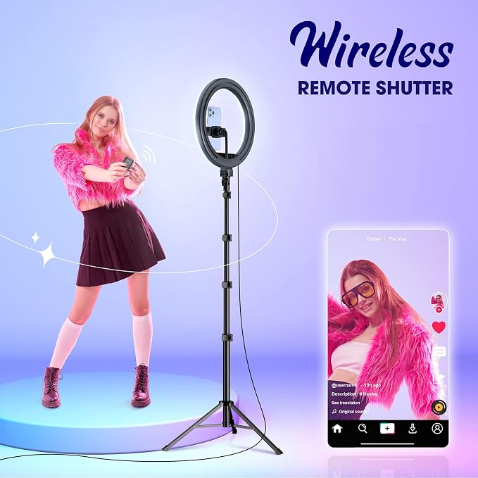 TODI 12" RGB Ring Light with 63" Tripod Stand, 3 CCT Mode and 39 Color Mode Selfie RingLight with Stand, 2-in-1 LED Ring Light with Selfie Remote, for Makeup, Live Stream - Image 9