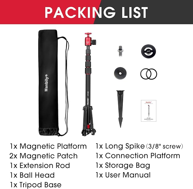 5 in 1 Golf Monopod with Tripod Base, Magnetic Phone Stand for Cameras, Smartphone Selfie Stick with Ground Spike Stake & Extension Bar 1/4’’ Max Height 63’’ (GF-M25) - Image 7