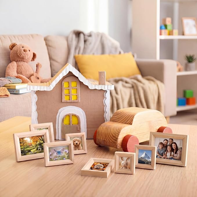 Halloscume 16 Pcs Dollhouse Picture Frames 1:12 Scale Miniature Picture Frames for Dollhouse Small Photo Frame Mini Wooden Dollhouses Accessories Mini House Decoration Simulation (Assorted Sizes) - Image 4