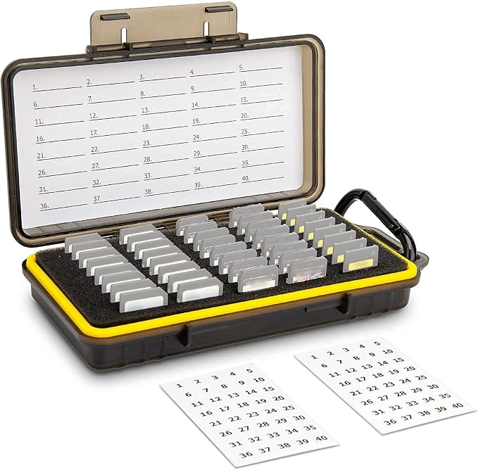40 Slots Memory Card Case + 120 Count Card Labels: Camera Memory Card Holder Organizer with Memory Card Labels for SD SDHC SDXC Cfexpress Card - Image 2