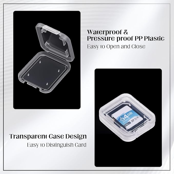 60 Pcs Clear SD Card Holder, Plastic SD Card Case with 72 Pcs Card Labels Standard SDHC SDXC Memory Cards Organizer Portable Photography Storage Accessories - Image 4